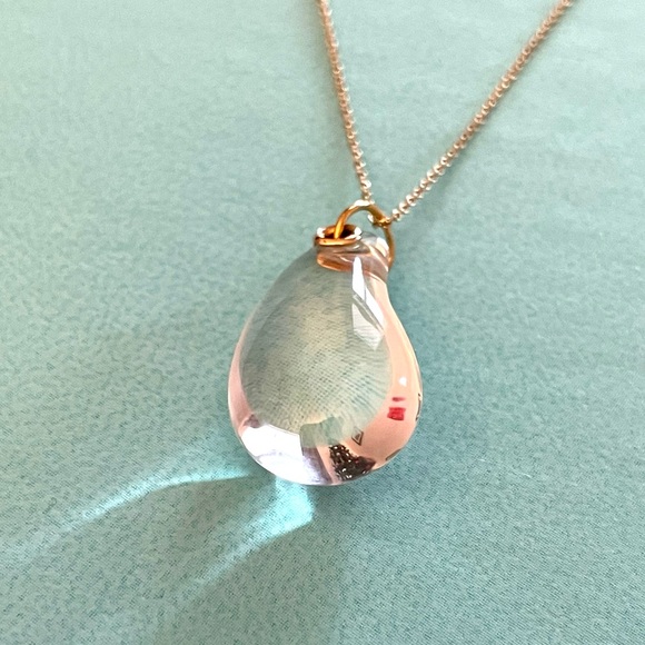 Tiffany Gold Large Quartz Teardrop Pendant Necklace - Picture 5 of 9